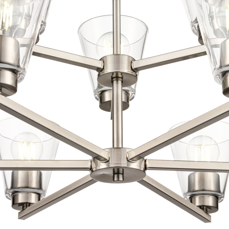 Lustre 9 lumières 28,5 "Swanson - Nickel brossé, Nickel brossé