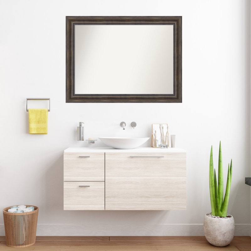Miroir mural en bois massif Bostynn, Rectangle, H 29,5 po x l 39,5 po