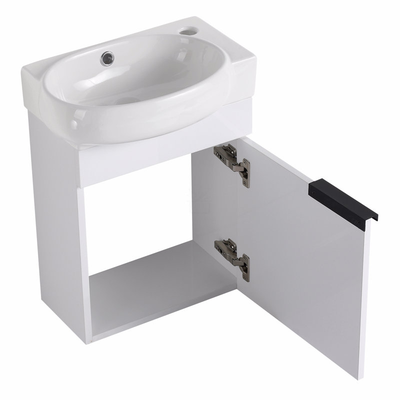 Meuble-lavabo à fermeture en douceur avec lavabo, Blanc