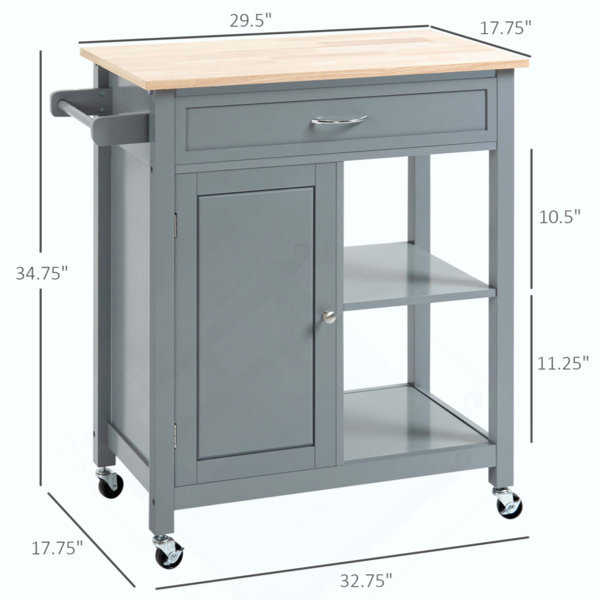 Latitude Run® Kitchen Island Cart, Rolling Kitchen Island With Storage ...