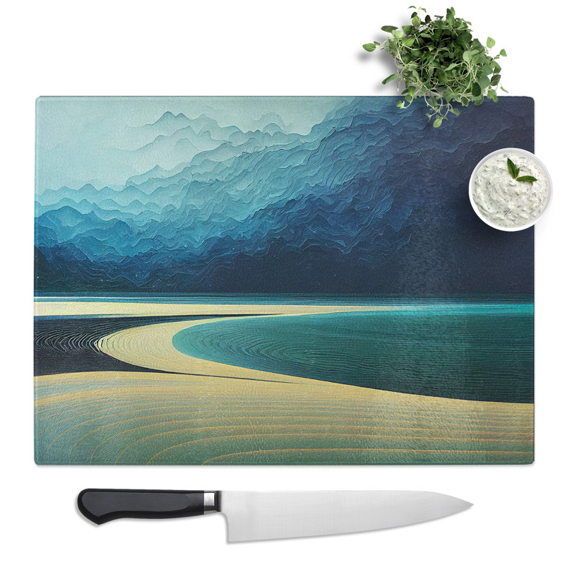 Modern Beach  Glass Chopping Board