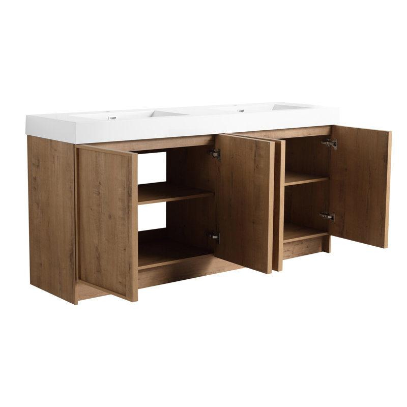 Meuble-lavabo double de 183 cm avec dessus en résine
