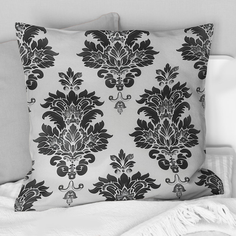 Coussin décoratif damassé Elegance II - Glam, H 18 po x H 18 po