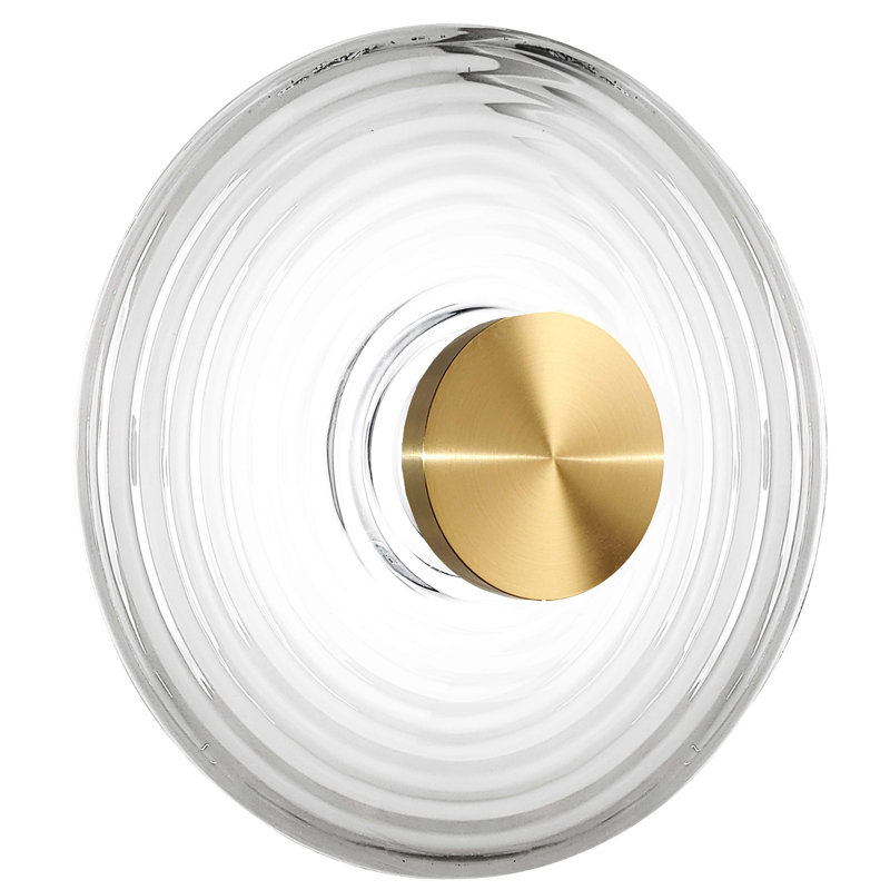 Applique murale Kaide, 12 W, verre ondulé, Laiton vieilli, Transparent
