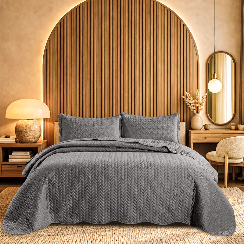 Ensemble d'édredon léger en microfibre avec taies décoratives Oxford, Édredon pour grand lit + 2 taies décoratives