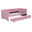 Lit de jour simple rembourré avec dossier ergonomique et 2 tiroirs, rose-785221516