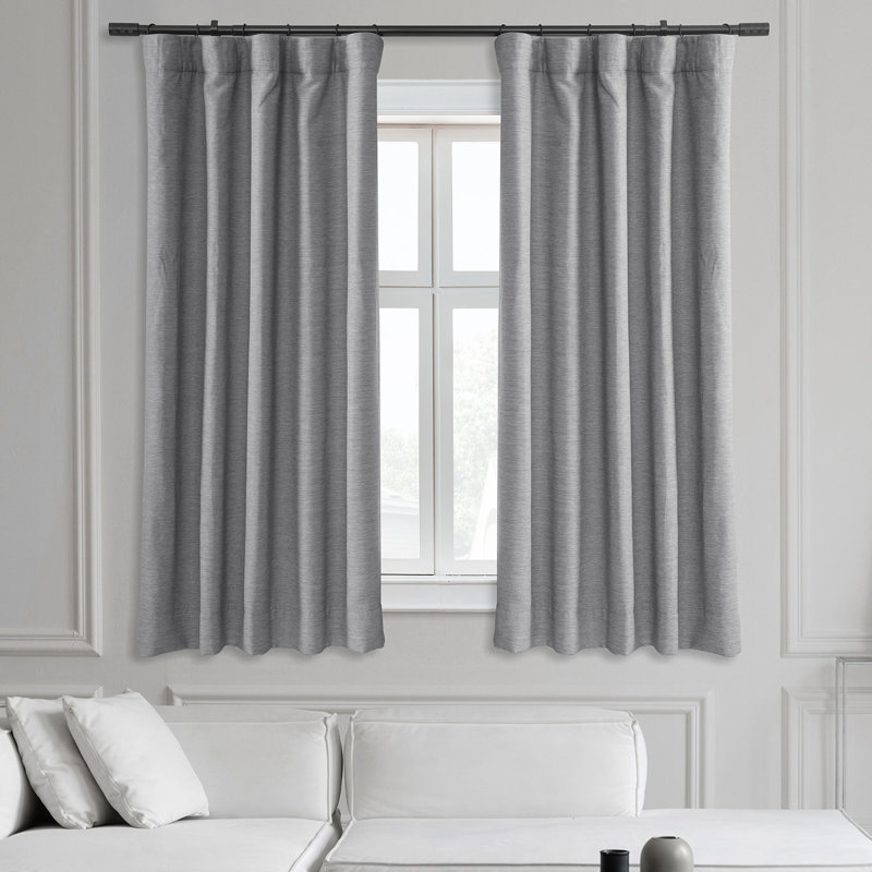 Rideaux obscurcissants en lin synthétique pour chambre et salon Bellino (1 panneau), Gris Vista, L 50 po x L 63 po