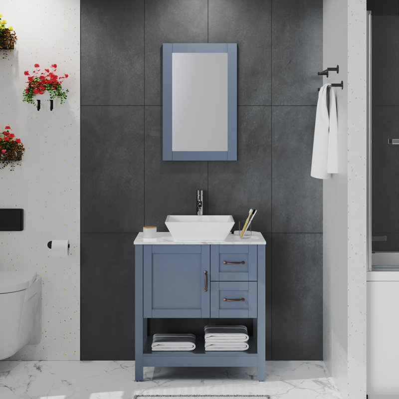 Isfried 30" Single Bathroom Vanity Set with Mirror/faucet