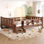 Lit double pleine grandeur avec bibliothèques de rangement, lit pour enfants en bois massif avec de jolis escaliers et garde-corps, aucun sommier nécessaire, naturel-1229951922