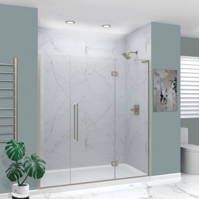 Transolid Elizabeth 74.5-in W x 76-in H Hinged Shower Door with Clear Glass