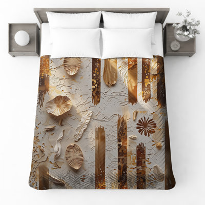 Couvre-lit matelassé texturé à feuilles brunes toutes tailles