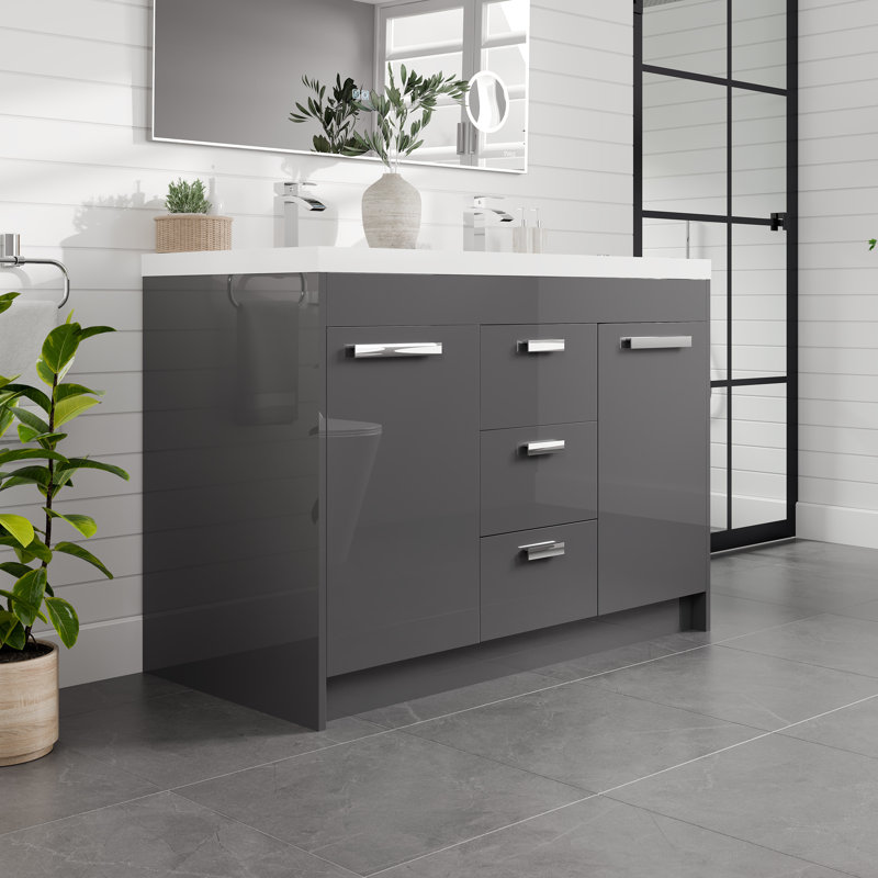 Firkins 48"W x 20"D Gray Vanity with Acrylic Vanity Top