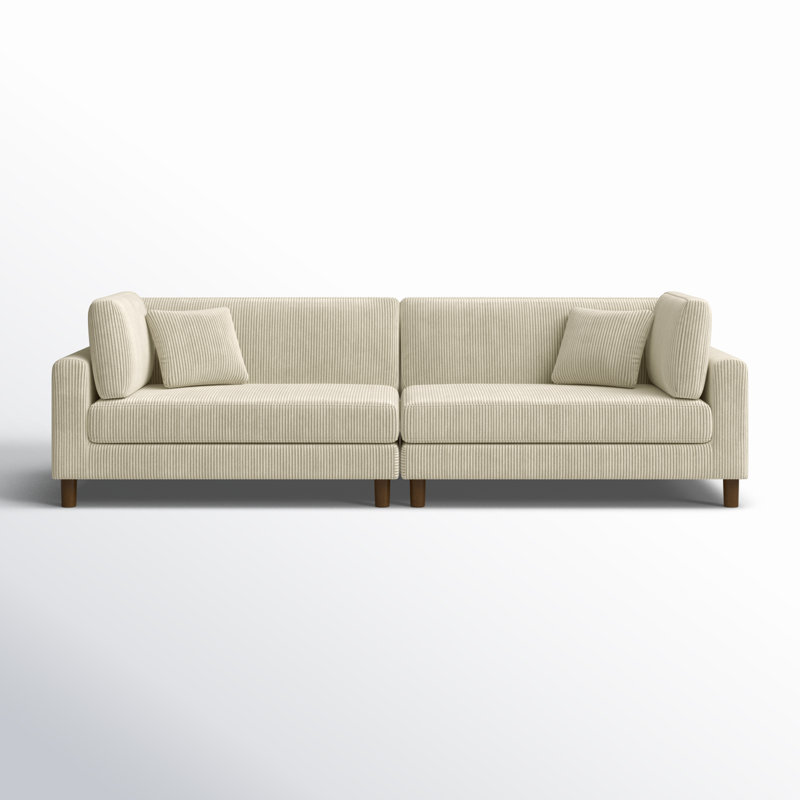 Assel 116'' Corduroy Sofa, Cream