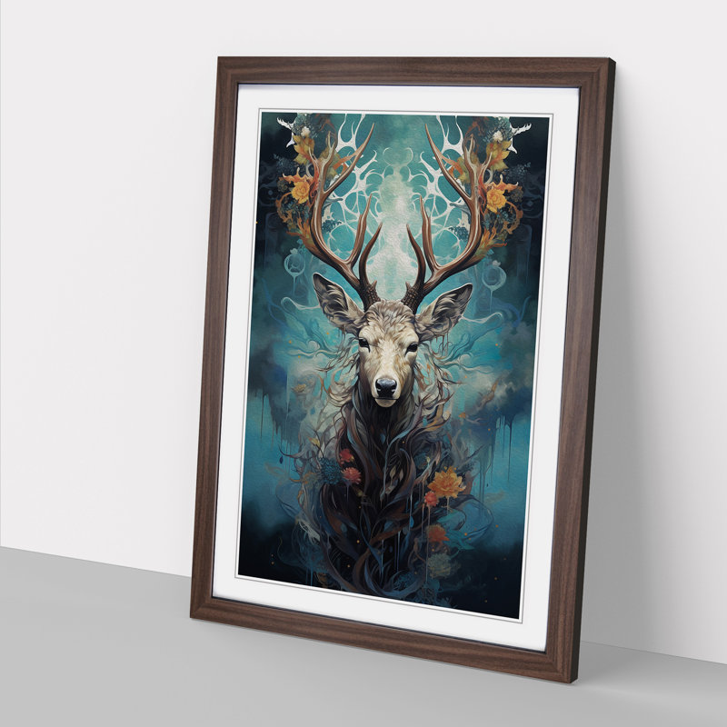 Stag Informel No.2 - Framed Print, Walnut, 34cm H x 25cm W x 2cm D