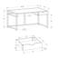 Bureau d'ordinateur, bureau personnel, ordinateur portable, tiroir de rangement, L 42 po, bureau, stratifié aspect marbre blanc, métal noir, contemporain, moderne-552217502