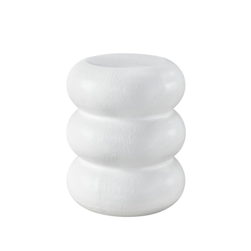 20" White Textured Round Wood Side Table