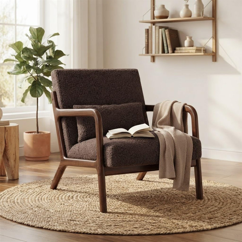 Upholstered Sherpa Accent Chair, Sherpa brun