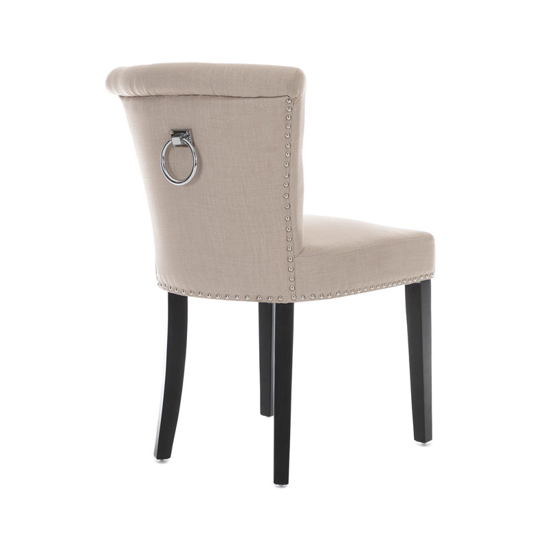 Dunlevy 48cm H Upholstered Side Chair, Cream, Black