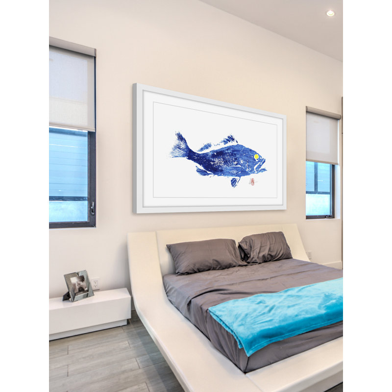 «Grouper in Blue», reproduction d'art encadrée, H 30 po x l 45 po x P 1,5 po