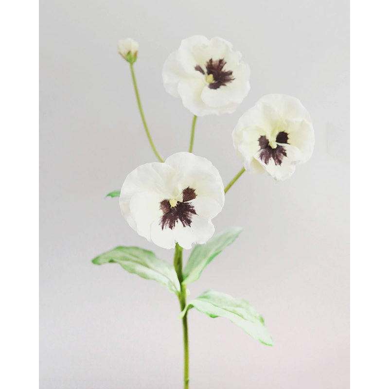 Lavender Purple Silk Pansy 21", White