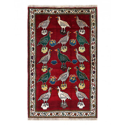 One-of-a-Kind 3'11'' X 6'5'' 1980s in Red/Green
