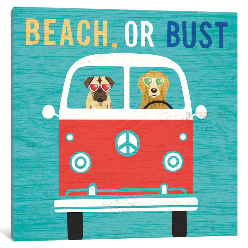« beach bums series : vw bus », reproduction d’impression sur toile, H 48 po x l 48 po x P 1,5 po, Toile tendue, Pas de tapis