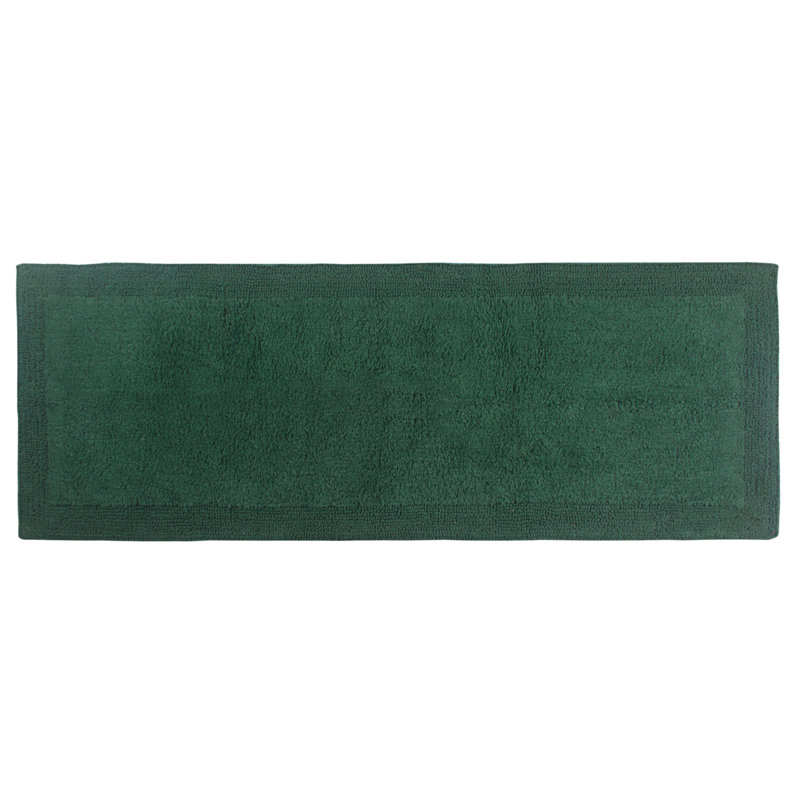 Bruss Luxury Solid Color Bath Rug Reversible, Bottle Green, 21" W x 54" L