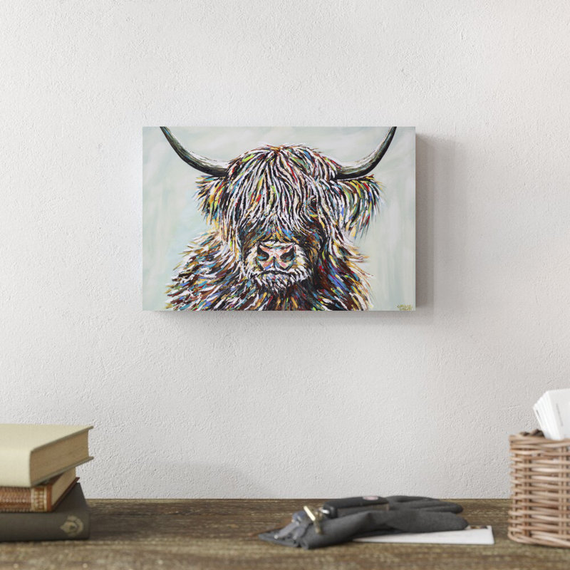 Woolly Highland II par Carolee Vitaletti - peinture sur toile tendue, H 8 po x l 12 po