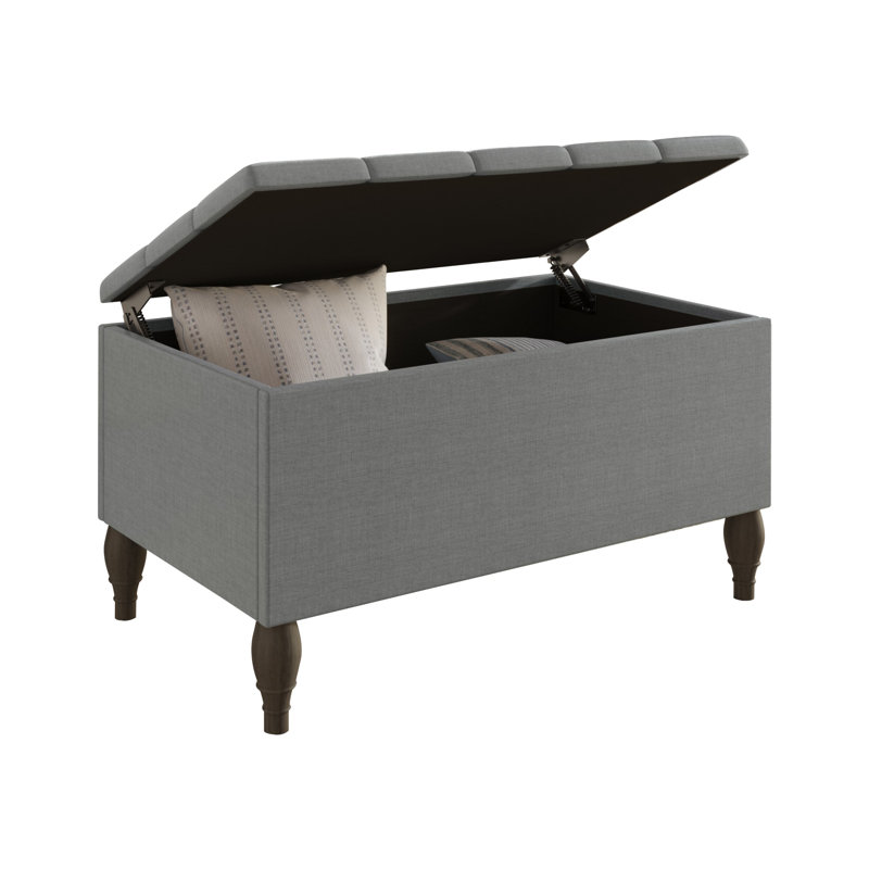 Lit rembourré avec banc de rangement Forbish, Complète, Gris clair