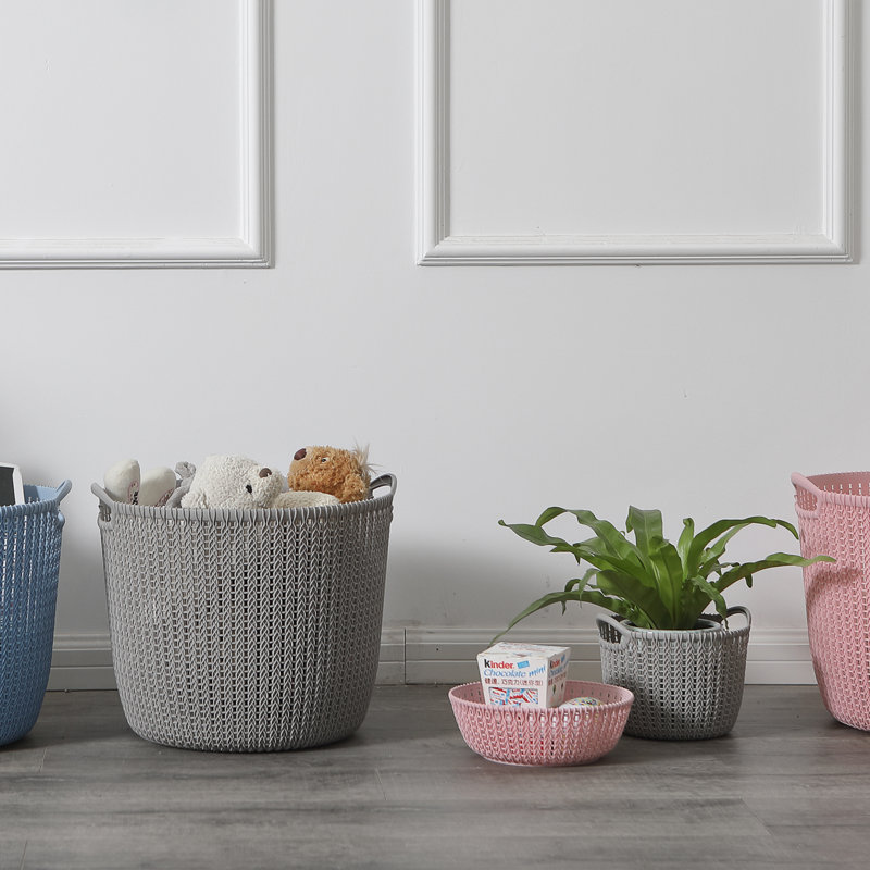2 Pack Laundry Storage Plastic Basket, Gray, 4