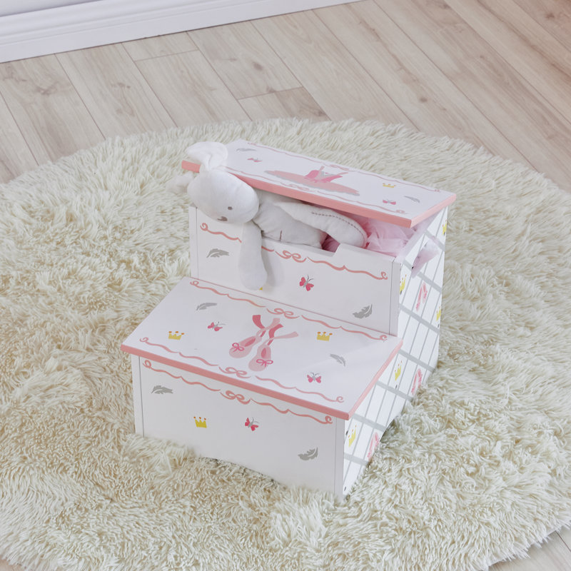 Fantasy Fields White/Pink 2 - Step Stool with Storage
