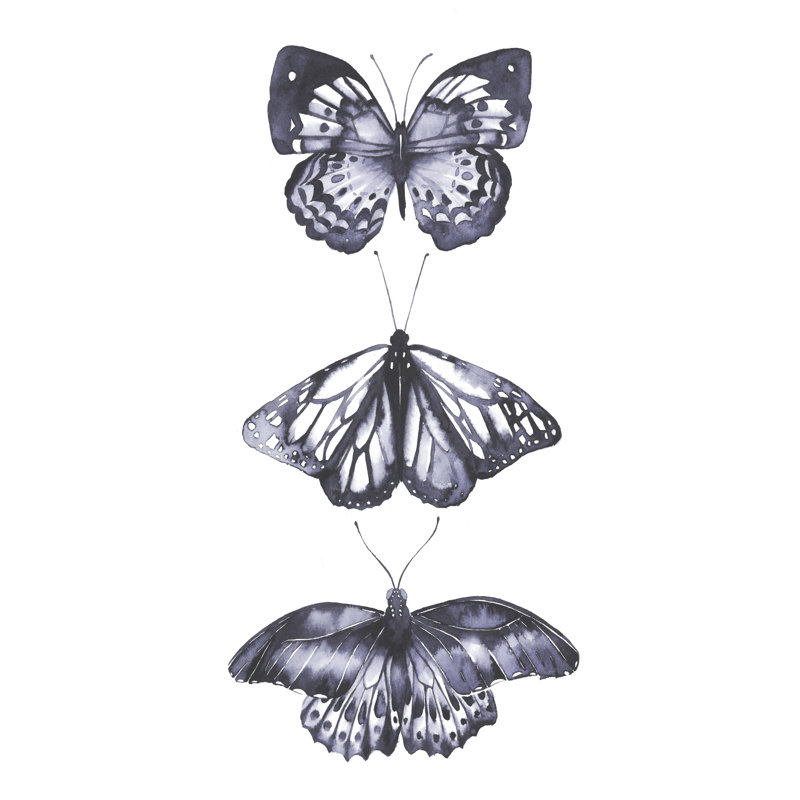 Papillons monochromes II, H 12 po x l 8 po x P 1 po