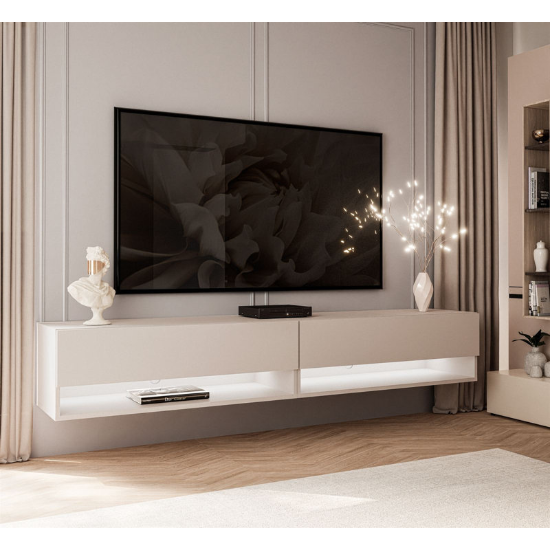 Wall mounted cabinet with LED lighting, Cashmere Matt