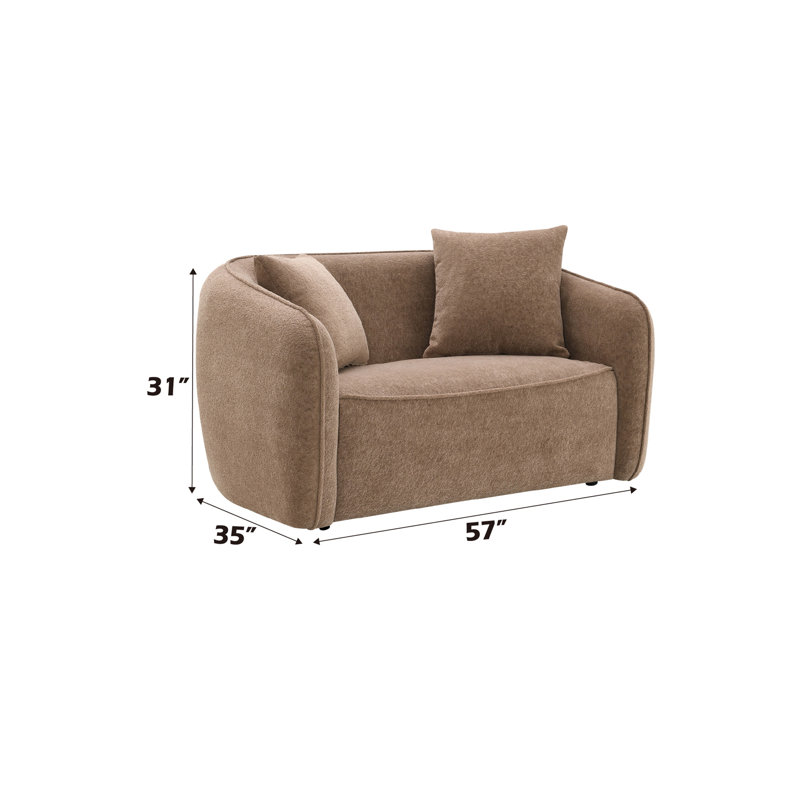 Causeuse en chenille Keith Brown avec 2 coussins décoratifs assortis, Brun