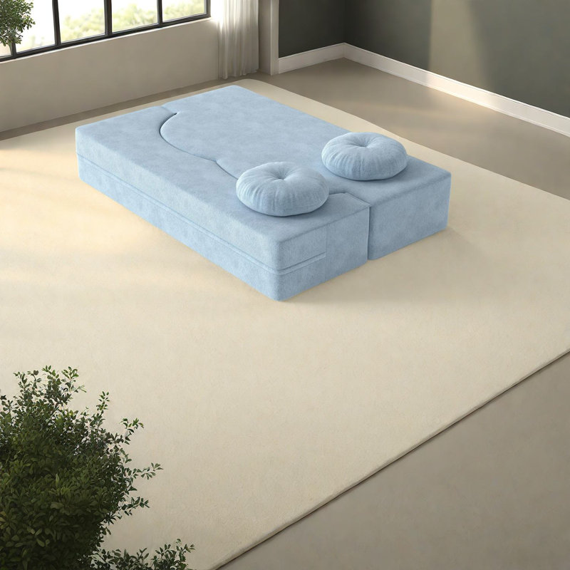 Modern Multifunctional Sofas, Foam-filled Floor Sleeper Light Blue