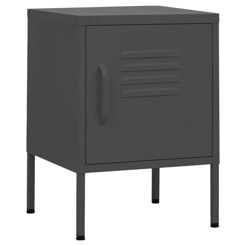 Izzabel 35cm W Steel Bedside Table, Grey, Individual