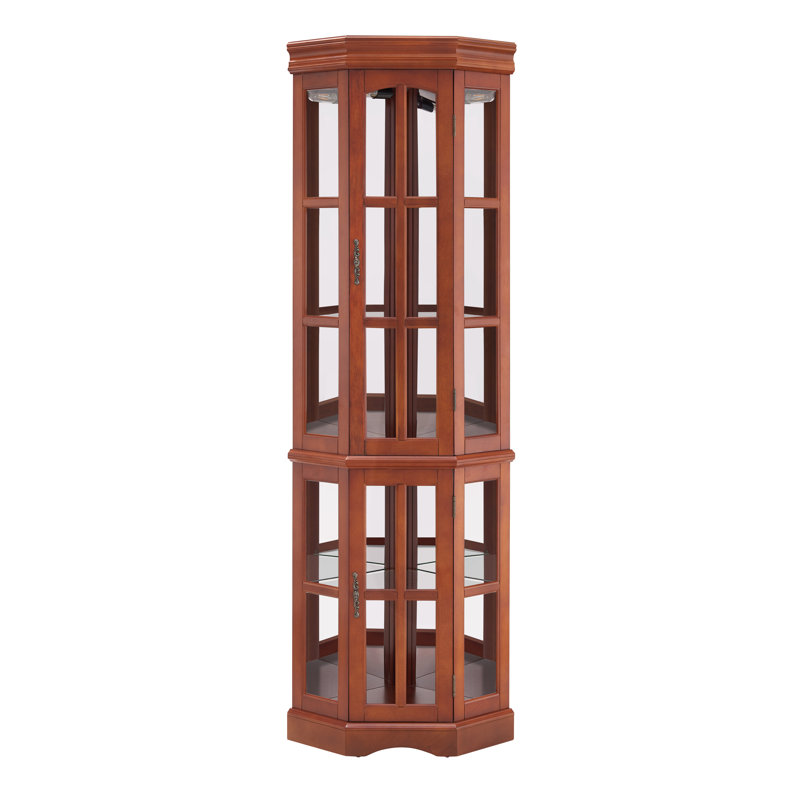 5-Shelf Lighted Corner Curio, (Bulb Not Included), Walnut