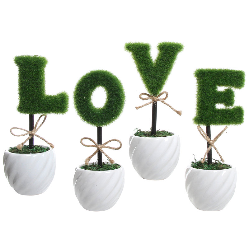 20.3cm Faux Evergreen Topiary in Ceramic Pot