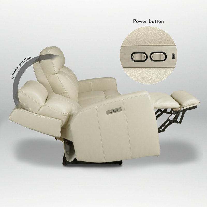 Canapé de salon inclinable électrique avec porte-gobelets One Harnish, Crème