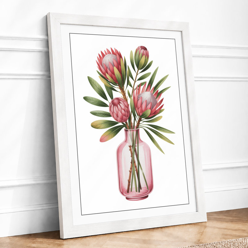 Protea In Blush Botanical - Print, A1 - 84.1 x 59.4 cm, White