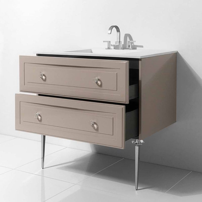Alma 30.25" Wall Mounted Single Bathroom Vanity with Top, Crema Beige