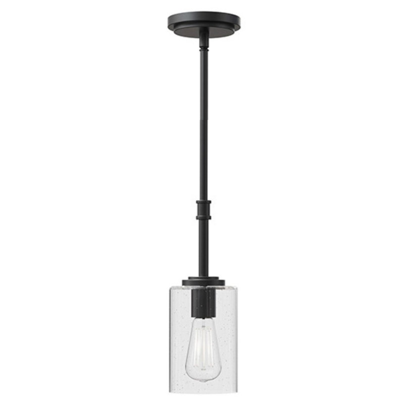 Luminaire suspendu 1 lumière 5 po Wexton, Noir mat, Bulle transparente