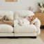 Canapé modulaire plissé en chenille 2 places avec mousse ergonomique, accoudoirs courbés, deux repose-pieds et coussins décoratifs ronds pour un confort personnalisable.-572664331