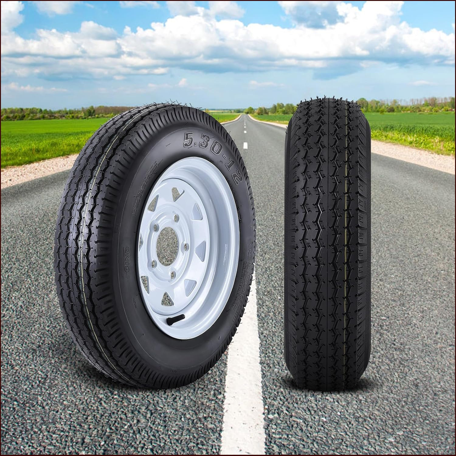 babevy Set Of 2 5.30-12 5.30x12 530-12 5.30-12 Trailer Tires With 12 ...