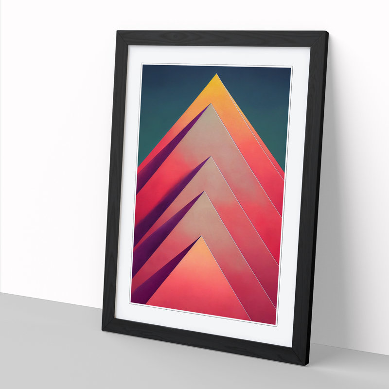 Pyramids Abstract Vol.2 - Single Picture Frame Print, 64cm H x 46cm W x 2cm D, Walnut