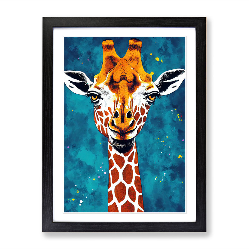 Modern Giraffe - Framed Print, Black, 34cm H x 25cm W x 2cm D