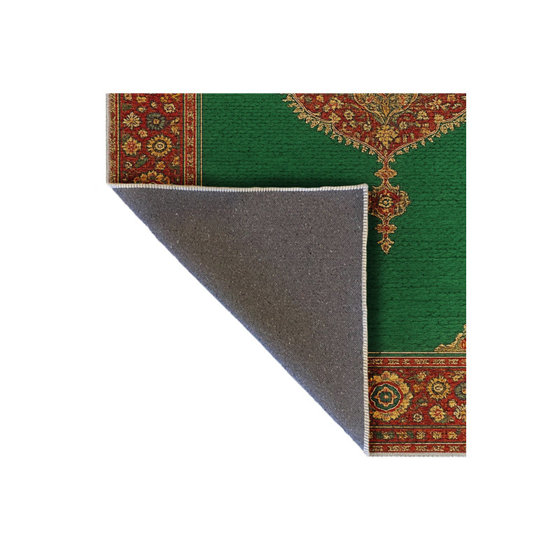 Tapis vert tissé à motif lavable Mosso, 3'3" x 9'10"
