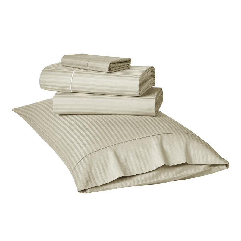 Ensemble de draps 100% coton à longues fibres 500 fils Kathy Ireland Heirloom (4 pièces), Beige
