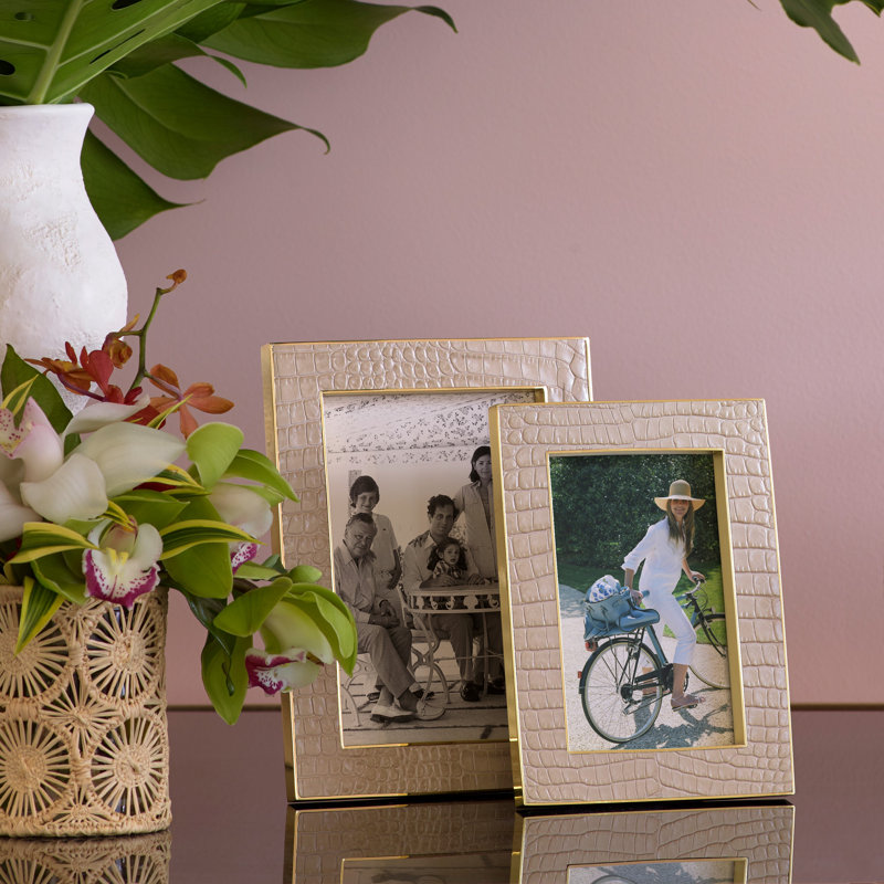 Fawn Croc-Embossed Leather 8x10 Picture Frame