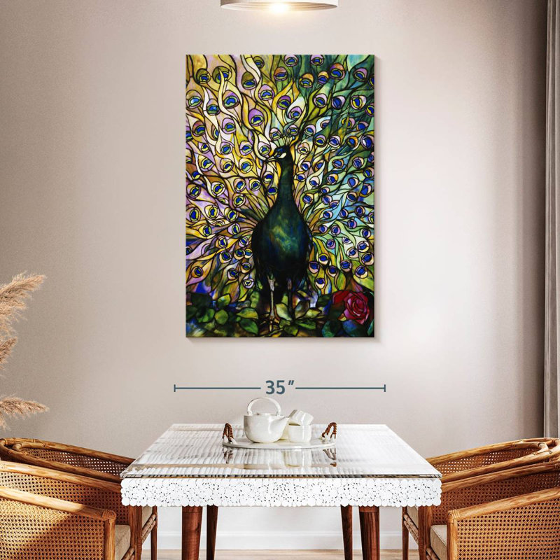 Brampt Peacock Stained Glass, 48" H x 32" W